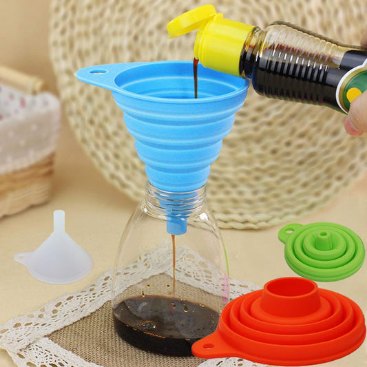 Silicone Collapsible Funnel Set — Foldable Funnels for Bottle & Jar Transfer