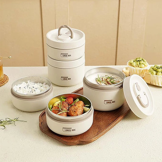 Insulated Stainless Steel Lunch Container Set with Thermal Bag — Hot Lunch, Neatly Packed