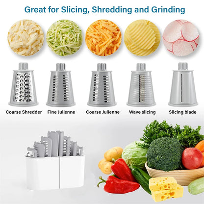 5-in-1 Rotary Grater & Slicer — Grate Like a Pro