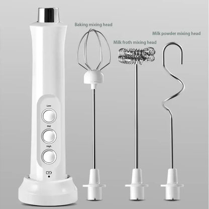 3 in 1 Rechargeable Handheld Milk Frother — Barista‑Style Foam in 15 Seconds