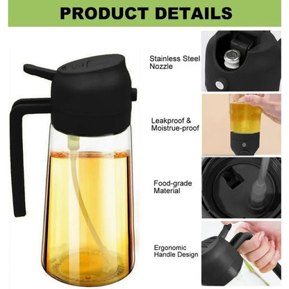 2-in-1 Oil Sprayer & Dispenser — Spray or Pour with Precision