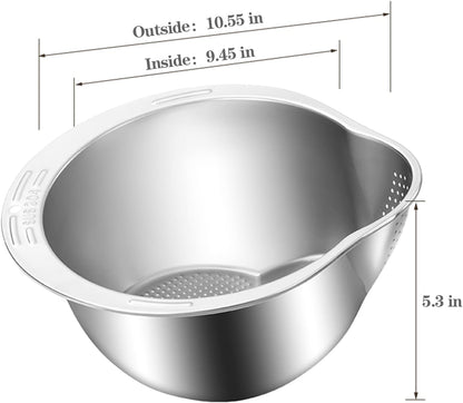 Rice Washer Strainer Bowl - 4-in-1 Washing Bowl — Fluffy Rice, Cleaner Produce, One Handy Bowl