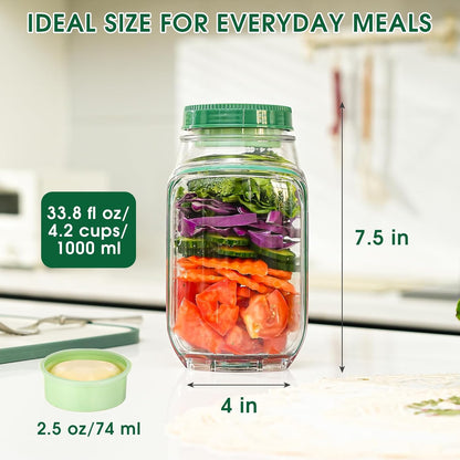 Salad Jar Pod with Side Hatch Bowl  — Layer, Lock & Lunch Smarter