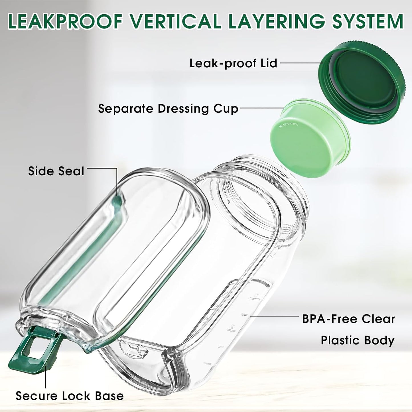 Salad Jar Pod with Side Hatch Bowl  — Layer, Lock & Lunch Smarter