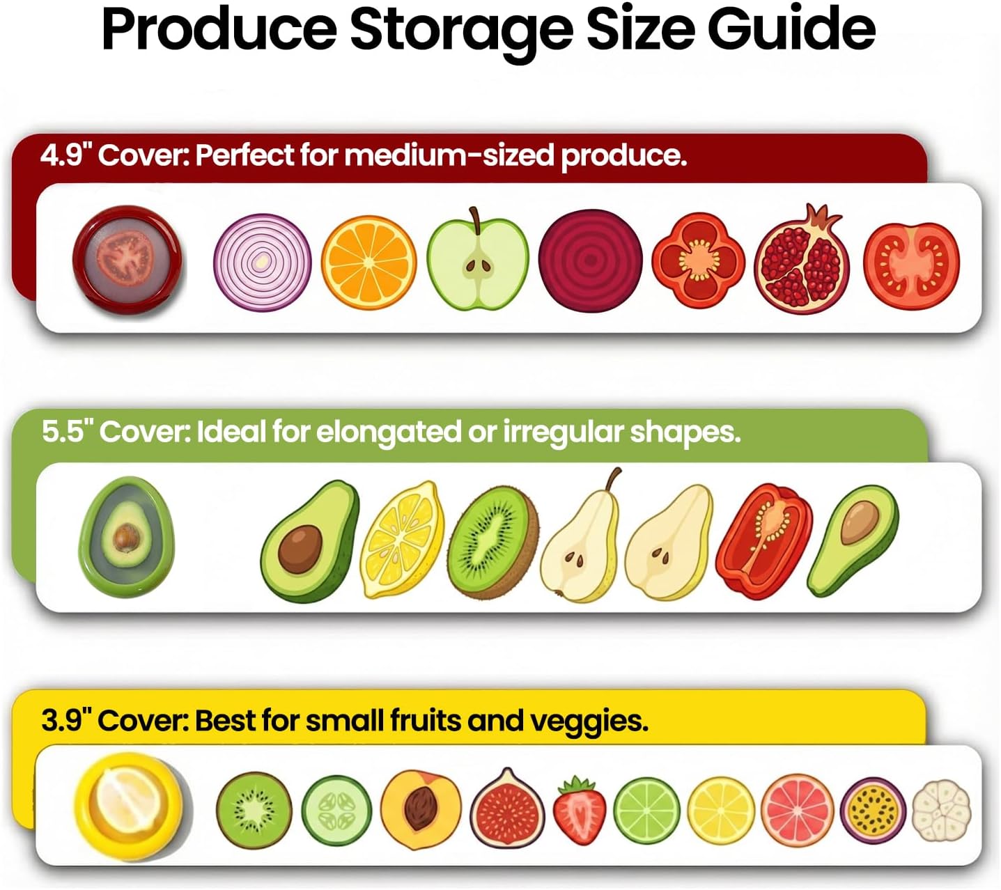 Reusable Fruit and Veggie Savers - Ideal for Avocados, Tomatoes, Apples, Garlic, Onions, and More