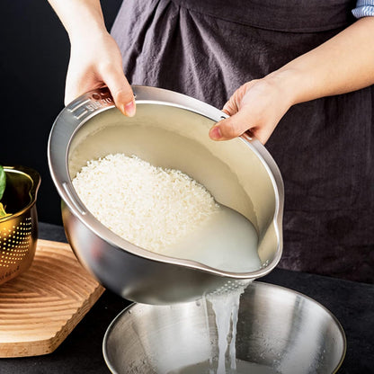 Rice Washer Strainer Bowl - 4-in-1 Washing Bowl — Fluffy Rice, Cleaner Produce, One Handy Bowl