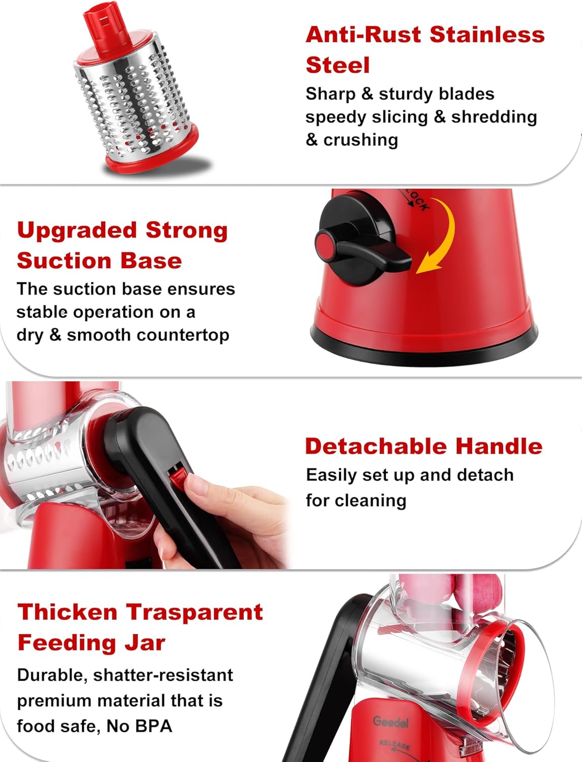 5-in-1 Rotary Grater & Slicer — Grate Like a Pro