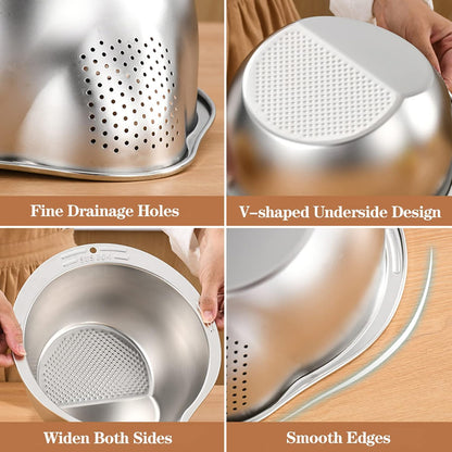 Rice Washer Strainer Bowl - 4-in-1 Washing Bowl — Fluffy Rice, Cleaner Produce, One Handy Bowl