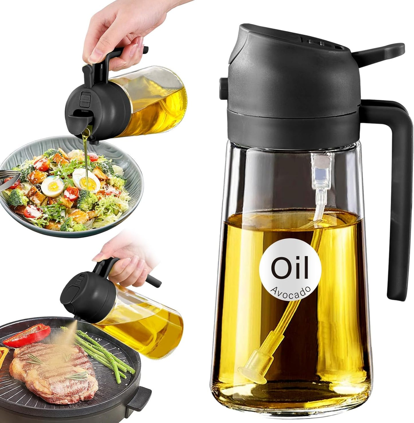 2-in-1 Oil Sprayer & Dispenser — Spray or Pour with Precision