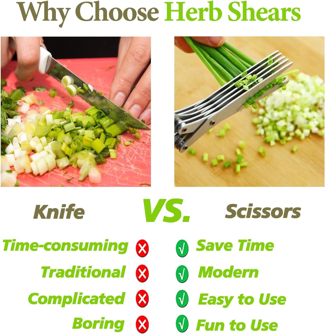 Heavy-Duty Kitchen Shears — Clean, Precise Cuts for Herbs, Greens & Soft Foods