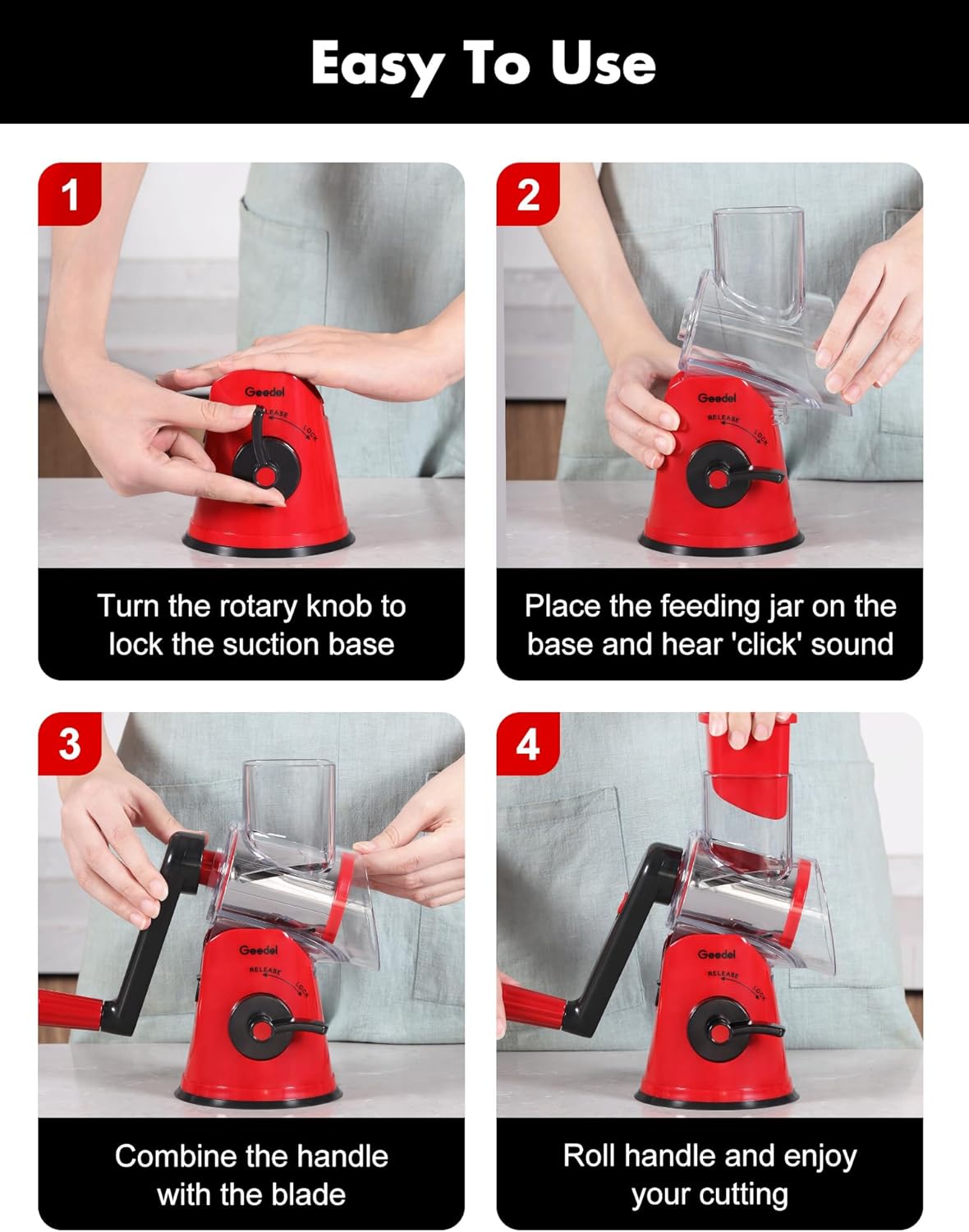 5-in-1 Rotary Grater & Slicer — Grate Like a Pro