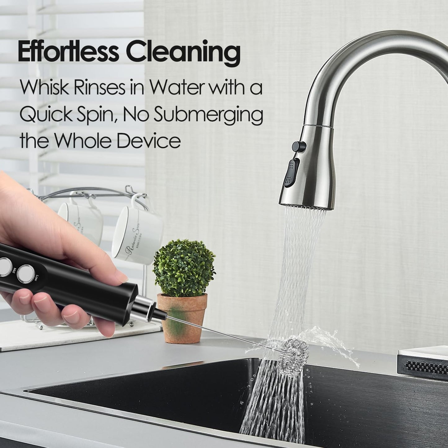 3 in 1 Rechargeable Handheld Milk Frother — Barista‑Style Foam in 15 Seconds