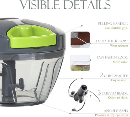 Manual Pull String Food Chopper — Chop Onions Without Tears in 15 Seconds