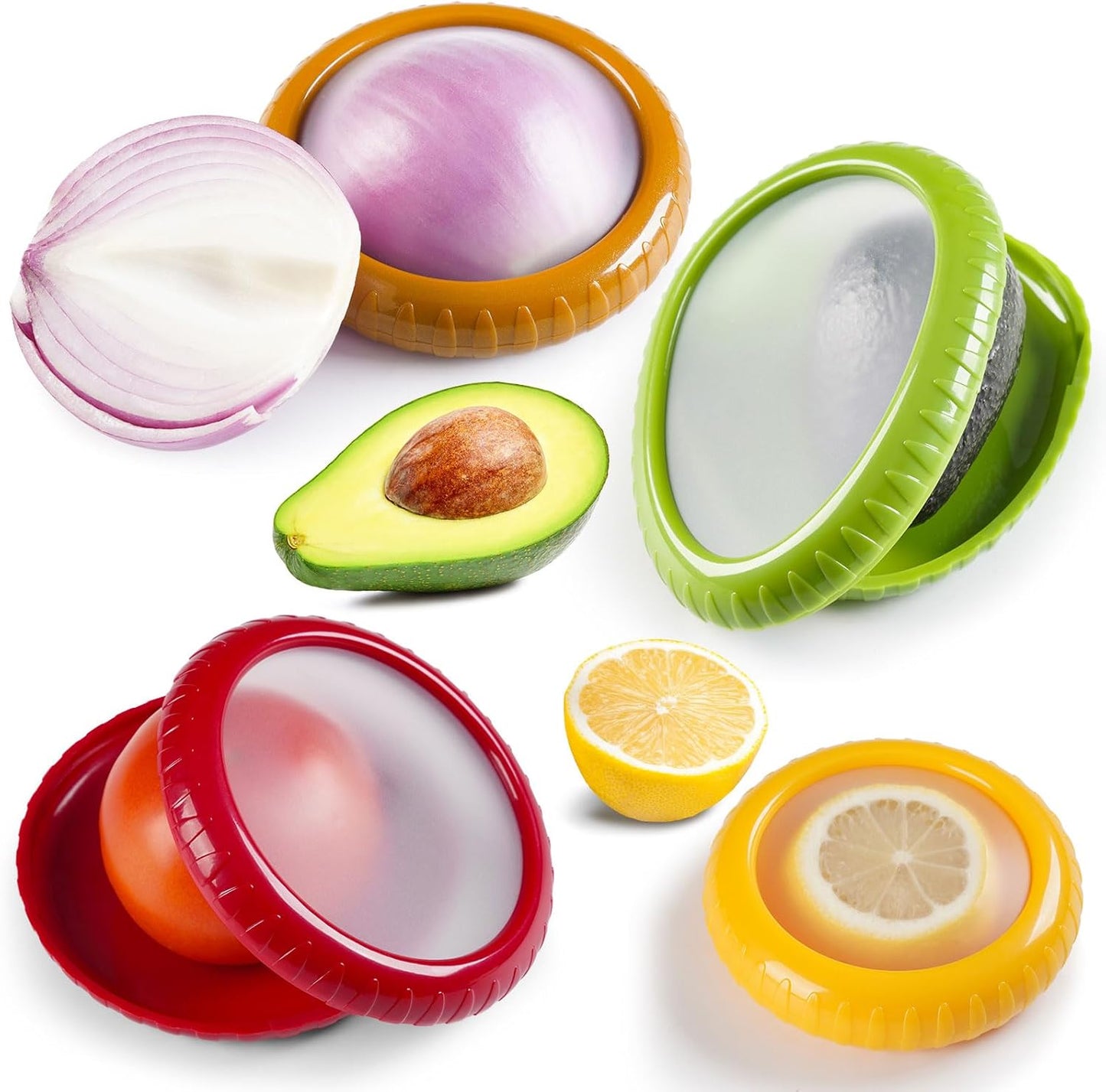 Reusable Fruit and Veggie Savers - Ideal for Avocados, Tomatoes, Apples, Garlic, Onions, and More