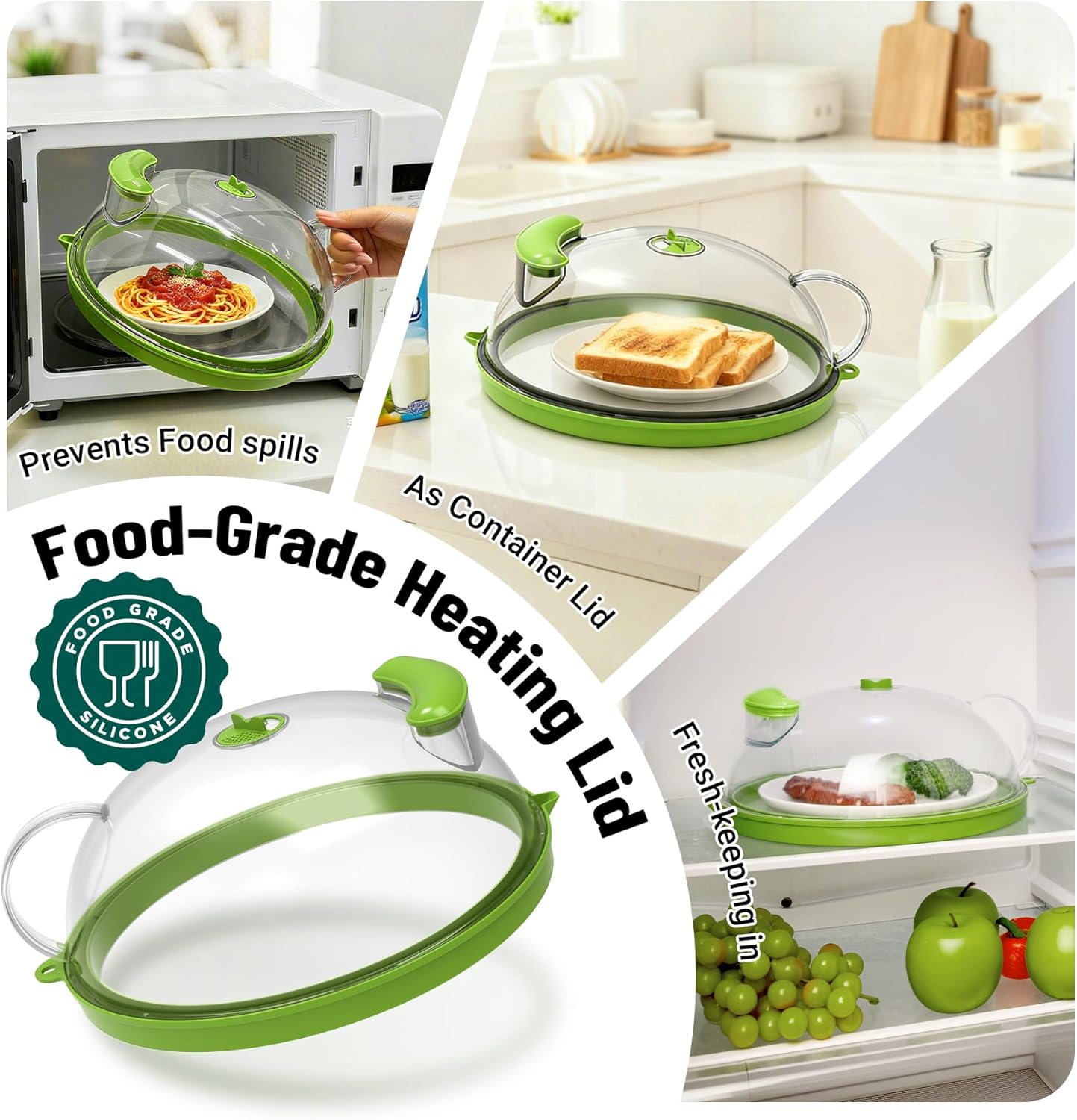 Microwave Food Cover with Steamer and Handle — Keep Your Microwave Clean, Your Food Moist