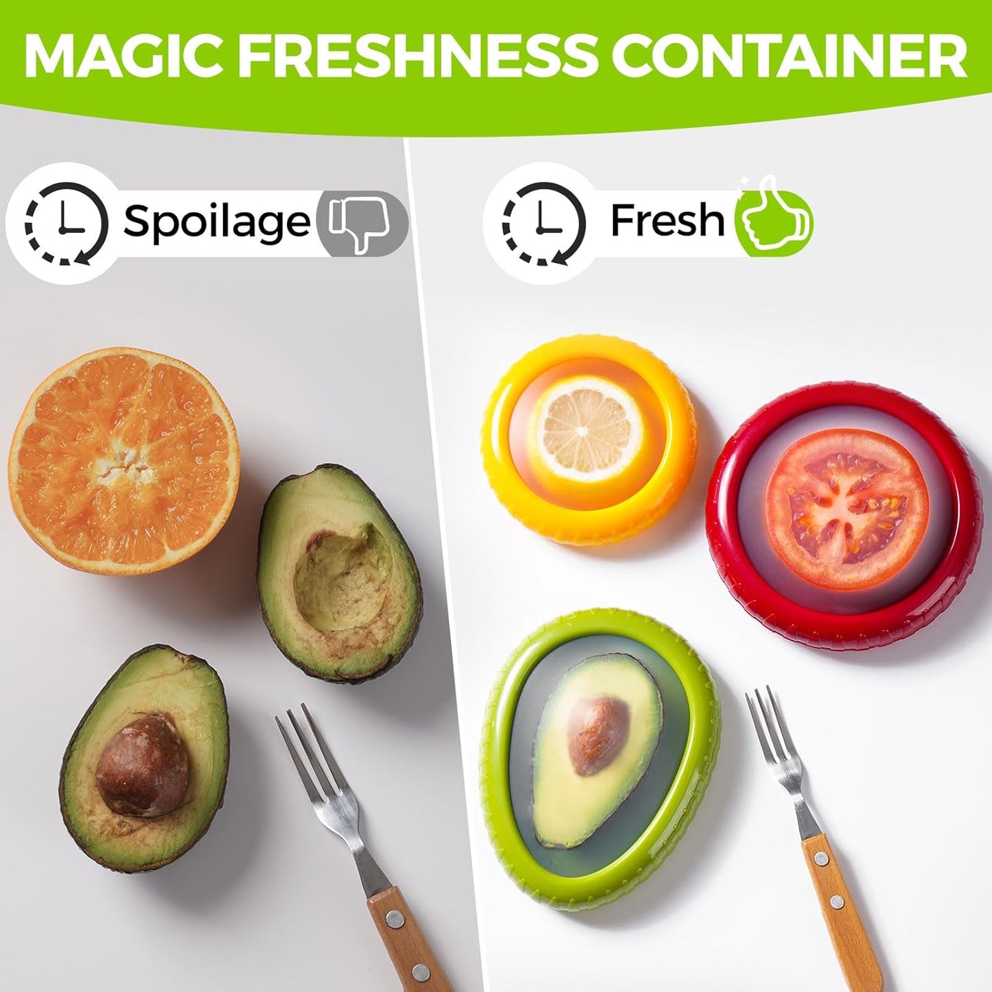 Reusable Fruit and Veggie Savers - Ideal for Avocados, Tomatoes, Apples, Garlic, Onions, and More