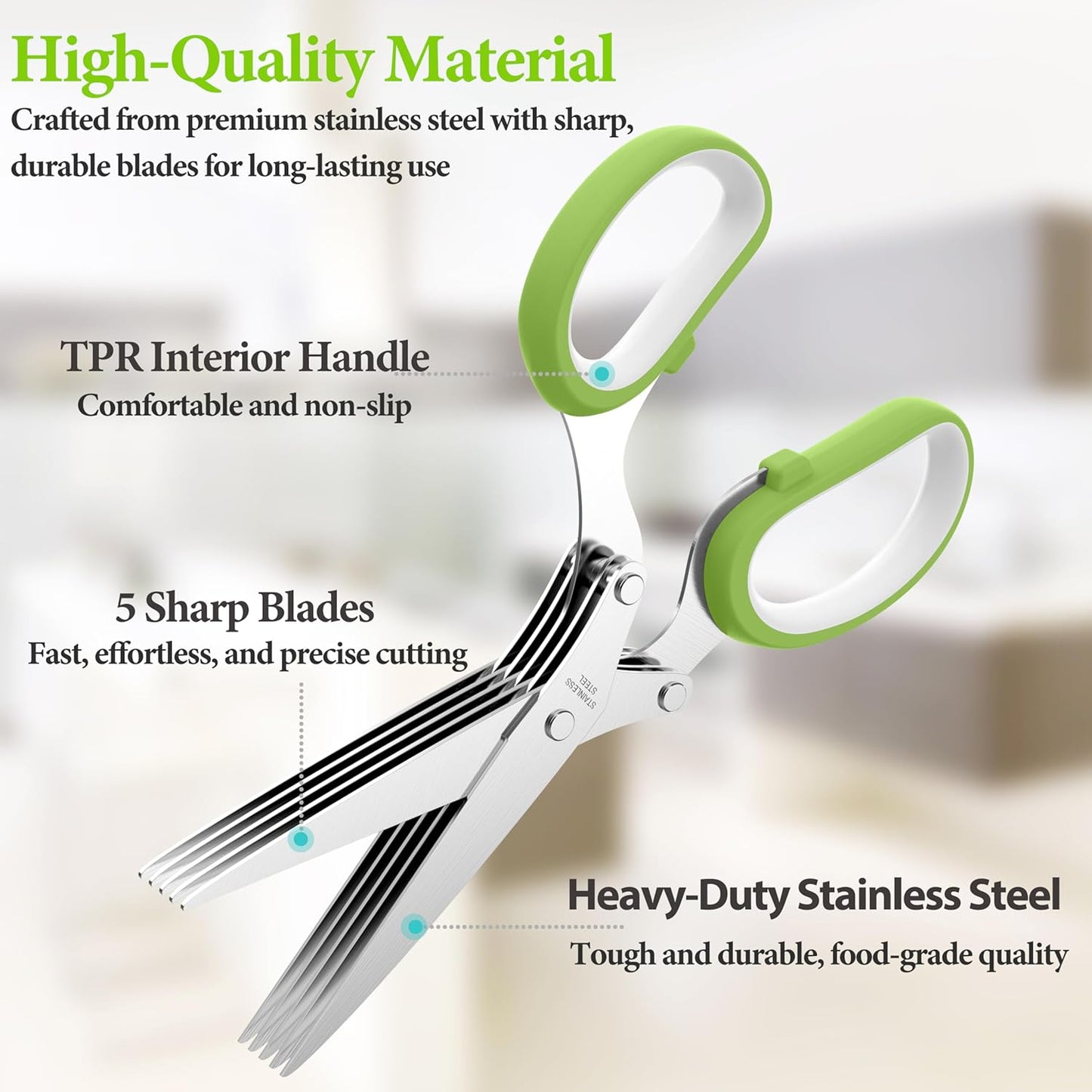 Heavy-Duty Kitchen Shears — Clean, Precise Cuts for Herbs, Greens & Soft Foods