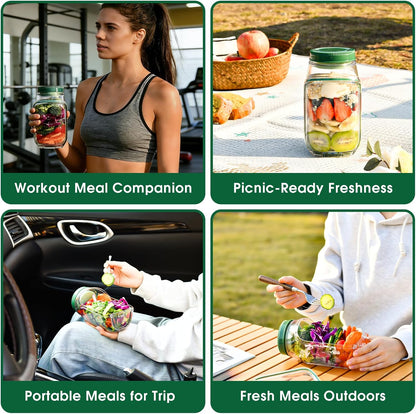 Salad Jar Pod with Side Hatch Bowl  — Layer, Lock & Lunch Smarter