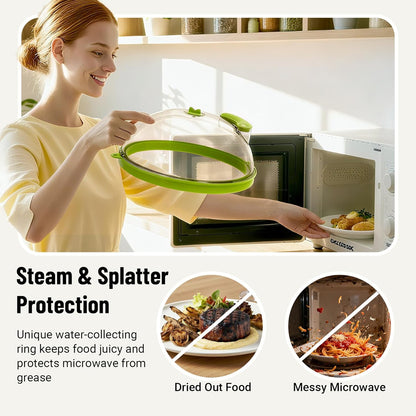 Microwave Food Cover with Steamer and Handle — Keep Your Microwave Clean, Your Food Moist