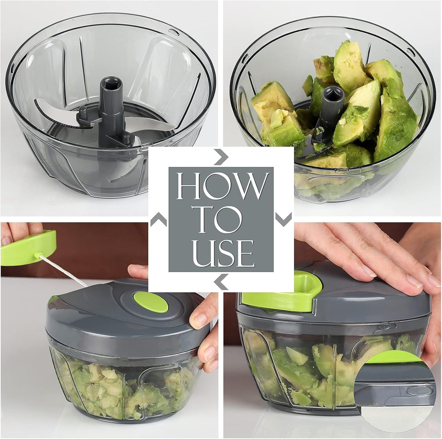 Manual Pull String Food Chopper — Chop Onions Without Tears in 15 Seconds
