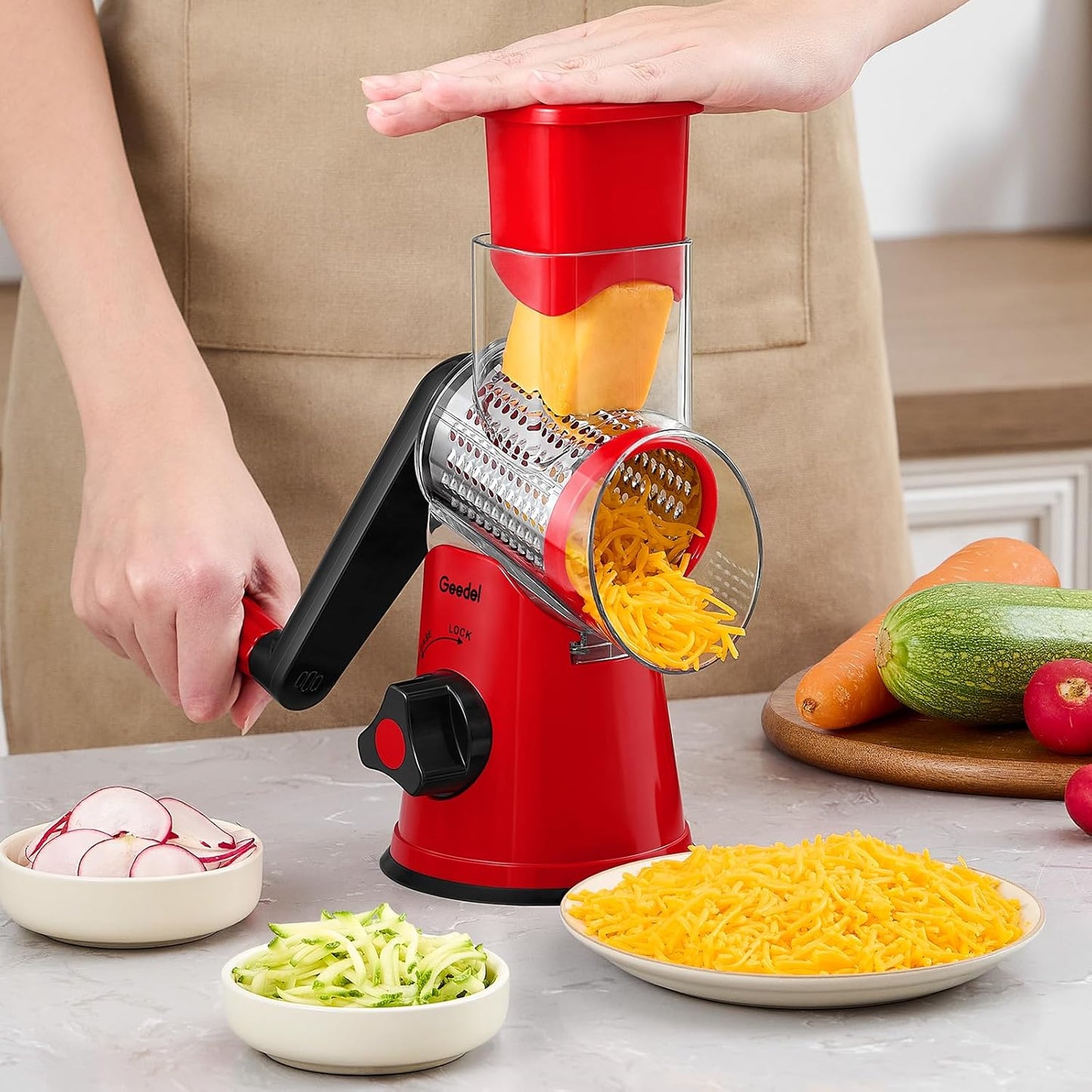 5-in-1 Rotary Grater & Slicer — Grate Like a Pro