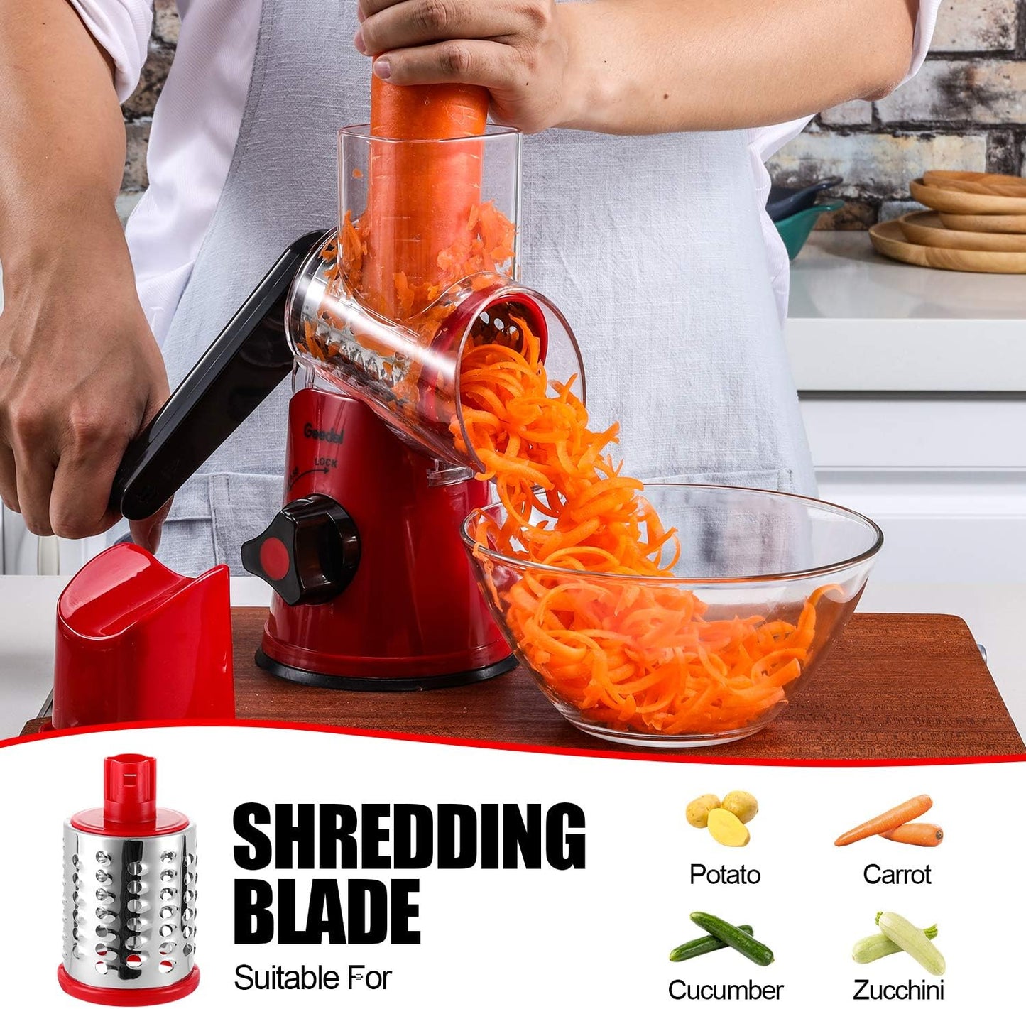 5-in-1 Rotary Grater & Slicer — Grate Like a Pro
