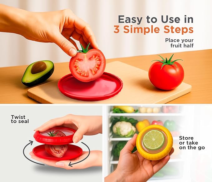 Reusable Fruit and Veggie Savers - Ideal for Avocados, Tomatoes, Apples, Garlic, Onions, and More