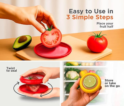 Reusable Fruit and Veggie Savers - Ideal for Avocados, Tomatoes, Apples, Garlic, Onions, and More