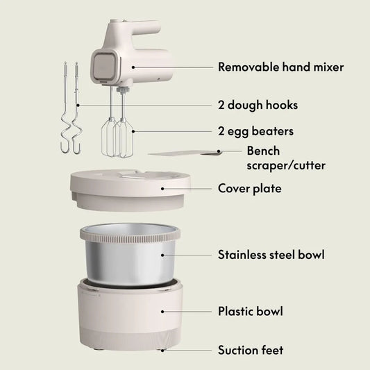 Hand & Stand 2 in 1 Electric Mixer with Bowl — One Mixer, Every Recipe