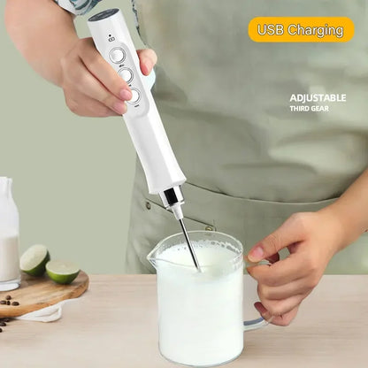 3 in 1 Rechargeable Handheld Milk Frother — Barista‑Style Foam in 15 Seconds