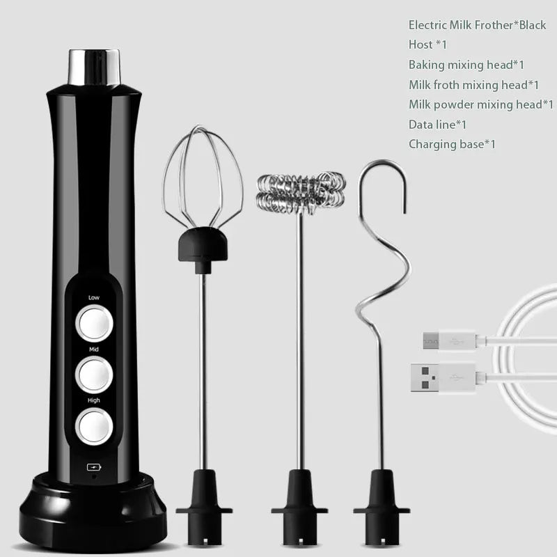 3 in 1 Rechargeable Handheld Milk Frother — Barista‑Style Foam in 15 Seconds