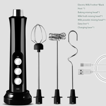3 in 1 Rechargeable Handheld Milk Frother — Barista‑Style Foam in 15 Seconds