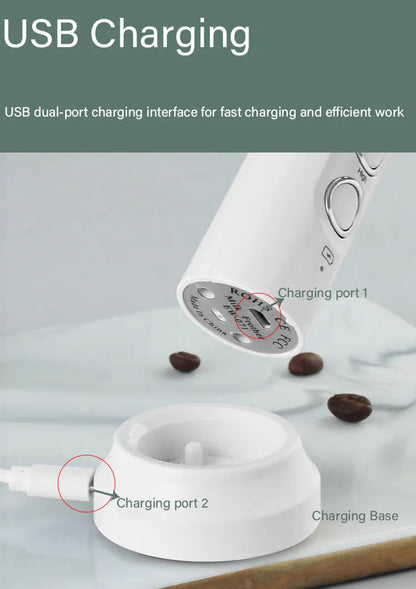 3 in 1 Rechargeable Handheld Milk Frother — Barista‑Style Foam in 15 Seconds
