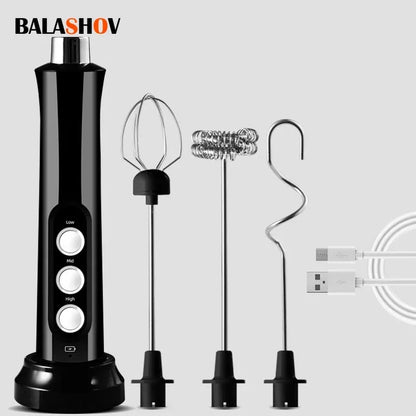 3 in 1 Rechargeable Handheld Milk Frother — Barista‑Style Foam in 15 Seconds