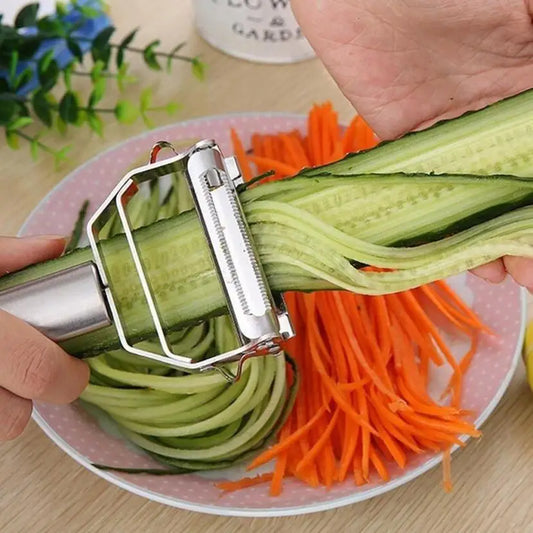 Peel & Julienne in Seconds — 2 in 1 Stainless Veggie Peeler for Instant Prep