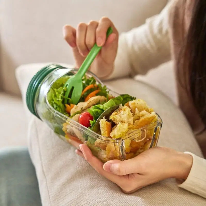 Salad Jar Pod with Side Hatch Bowl  — Layer, Lock & Lunch Smarter