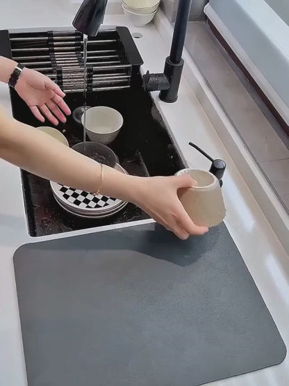 Super Absorbent Dish Drying Mat — No More Water Puddles Around Your Dish Rack